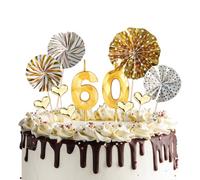 Candele dorate per 60° Compleanno,Candela 3D Numero 60,Decorazioni per Torte Dorate per Ragazze e Ragazzi,Candele Numeriche per Feste e Compleanni,Matrimoni,Anniversari