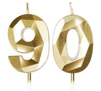 Candele dorate per 90° compleanno, numero 90, decorazioni per torte, feste e matrimoni