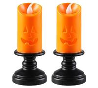 Candele elettriche a LED senza fiamma, alimentate a batteria, candele tremolanti per Halloween, luci a zucca per la casa/decorazione esterna (2 ps)