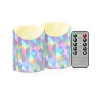 Candele finte decorative a pilastro LED con timer 2/4/6/8H cubo ologramma neon candele a batteria a lunga durata per camera da letto