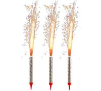 Candele Fontana Luminosa per Torta 3 Pezzi 12 cm Argento - Magic Flambé Fiamma Colorata 60 Secondi - Candeline Scintillanti Compleanno Party - Uso Interno Esterno - Categoria F1 (Cat.1 / K1) CE