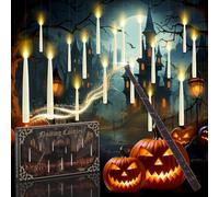 Candele Galleggianti LED, 20 Pezzi con Telecomando a Bacchetta Magica, Luce Tremolante Sicura senza Fiamma, Candele Elettriche Decorative per Halloween Natale Festa