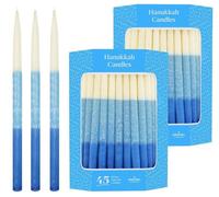 Candele Hanukkah Menorah Deluxe affusolate pastello, blu e bianche, per tutte le 8 notti di Chanukah (confezione da 2)