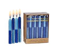 Candele Hanukkah RITE LITE in cera d'api a nido d'ape blu - Confezione da 45 pezzi bicolore, decorative e adatte alla maggior parte delle Menorah