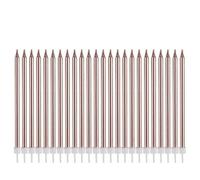 Candele Happy Birthday in metallo, candele alte per torte di compleanno, supporti, candele lunghe e sottili per cupcake, decorazione per topper di nozze e feste (24 pezzi in metallo color oro rosa)