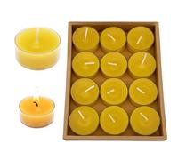 Candele in cera d'api, fatte a mano, 12 candele tealight in cera d'api, candele in cera naturale per rilassarsi, decorazioni per la casa, regali, lunga durata di combustione