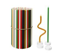 Candele in cera d'api pura per la casa - 100 candele sottili e alte + 4 supporti, combustione prolungata, per preghiere in chiesa, Hanukkah, torta di compleanno, Natale e Avvento