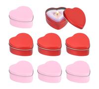 Candele in latta a forma di cuore, rosse e rosa, per confezione da 8