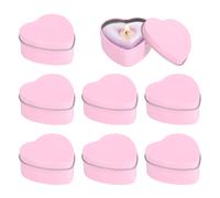 Candele in Lattina a Forma di Cuore, Metallo, Rosa, per Confezione da 8