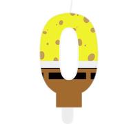 Candele in spugna per 0° compleanno, in spugna gialla, numero 0, per torte, decorazioni per 0° compleanno, decorazioni per feste a tema cartone animato, per ragazze e ragazzi, decorazioni per feste di