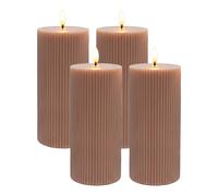 Candele LED a colonna in vera cera, elettriche, fiamma tremolante, set da 4