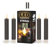 Candele LED con timer, colore grigio, 8 pezzi, per interni, 6 ore, vera cera, 15 cm, altezza per candele, diametro 2,2 cm, 2 batterie AAA necessarie, candele LED, set da 4 pezzi, grigio (due volte),