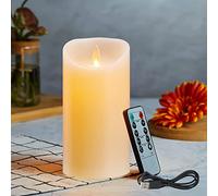 Candele LED, Flickering Flameless LED Candele, Candele a Ricaricabile, Candele con Telecomando a 10 Tasti con Funzione Timer, Realizzato in Vera Paraffina per Decorazione, Festa, Vacanze-12.5cm Ivory