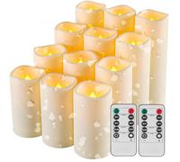 Candele LED impermeabili Fanzir con timer telecomando, candela elettrica tremolante alimentata a batteria da esterno, D5,5 cm x H10 cm 13 cm 15 cm 17 cm Plastica 12 pezzi