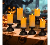 Candele LED per Halloween,Candele Finte con Effetto Cera Colata 6 Pezzi,Candele Luminose per Halloween con 3 Altezze,Decorazioni per Casa, Tavola, Camino,Atmosfera Calda e Accogliente