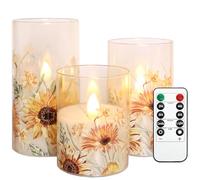 Candele LED senza fiamma, design botanico con farfalla, con telecomando e funzione timer, dimmerabili, candele in vetro a batteria, per casa, feste, matrimoni, Natale, decorazione primaverile, set da