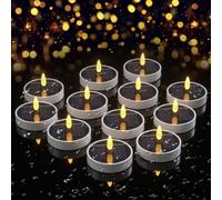 Candele LED Solari Tea Light da Esterno, Set da 12 Candele LED Solari Impermeabili Senza Fiamma con Sensore Crepuscolare, Luci Solari per Lanterne da Esterno, Giardino, Campeggio