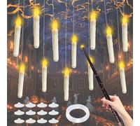 Candele LED sospese con Bacchetta, 12 Pezzi Candele galleggianti per Halloween, Candele Sospese con Telecomando a Bacchetta Magica, Candele senza Fiamma, Candela Led Lunghe per Natale, Halloween