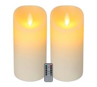 Relaxdays Kerzen mit 2er Set di 2 Candele a LED, con Telecomando, Timer tremolante, in Vera Cera, Senza Fiamma, Bianco, 30% plastica 70%, Set da 2