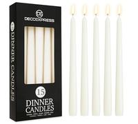 Candele Lunghe - Candele Bianche e Colorate Pacco da 6/10/15/50 - Candele 8 Ore Lunga Durata - Candele per Candelabro Eleganti Cena Festività (Bianco - Pacco da 15)
