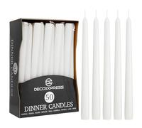 Candele Lunghe - Candele Bianche e Colorate Pacco da 6/10/15/50 - Candele 8 Ore Lunga Durata - Candele per Candelabro Eleganti Cena Festività (Bianco - Pacco da 50)