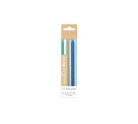 Candele lunghe - Classiche - Blu/Argentate - 12 cm - 12 pz