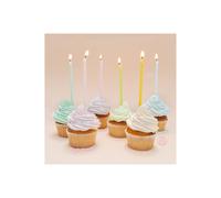 Candele lunghe - Torcigliate - Pastello - 12 cm - 12 pz - Multicolore - Bianco