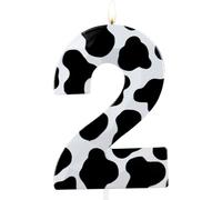 Candele metalliche 3D di compleanno a forma di mucca, numero 2 dello zoo, candela Happy 2nd Birthday per torta, decorazione per torta con animali della fattoria, decorazioni per feste di compleanno,