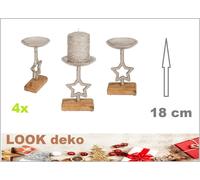 Candele Natale Supporti Stern M Argento Design Holz-Standfuß Altezza 18cm 4 Pack