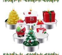 Candele Natalizie con Tea Light, Set di 6-6 Motivi Fatte a Mano e Senza Fumo: Babbo Natale, Pupazzo di Neve, Albero - Per Corona d'Avvento, Tavolo e Regalo