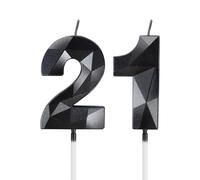 Candele nero per 21° compleanno, candela 3D numero 21 per torta, decorazioni per 21° compleanno per ragazzi e ragazze, candele decorazioni nero Torta Topper per feste Suppie