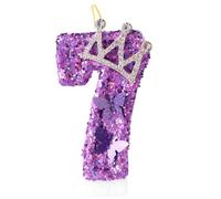 Candele Numeri Compleanno, Candele Compleanno Corona Farfalla Viola Decorazione Torta con Paillettes Addobbi per Feste di Anniversario (7)