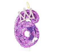 Candele Numeri Compleanno, Candele Compleanno Corona Farfalla Viola Decorazione Torta con Paillettes Addobbi per Feste di Anniversario (6)