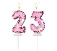 Candele Numeriche Compleanno, Farfalla Rosa Scintillante Candele di Compleanno Numeriche di Paraffina con Decorazioni di Paillettes Topper per Torta per Decorazione di Feste (23)