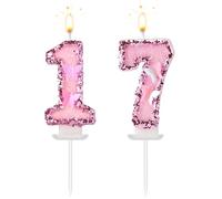 Candele Numeriche Compleanno, Farfalla Rosa Scintillante Candele di Compleanno Numeriche di Paraffina con Decorazioni di Paillettes Topper per Torta per Decorazione di Feste (17)