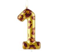 Candele numero 1 per il primo compleanno, con stampa leopardata, color oro, candela di buon compleanno, cera di alta qualità e design metallico, decorazione per torta a tema leopardo, decorazioni per