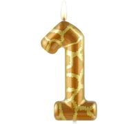 Candele numero 1 per primo compleanno, con giraffa, color oro, candela di buon compleanno, cera e design metallico, decorazione per torta a tema giraffa, per feste di compleanno, anniversari,