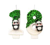 Candele Numero 18 Panda, Candele Verde Bianco per 18° Compleanno per Torta, Decorazione per Torta di Compleanno Glitterata Brillante Fatta a Mano - Perfette per Feste di Compleanno a Tema