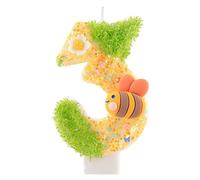 Candele numero 3 con ape per torta, decorazioni per il primo compleanno delle ragazze, candele di compleanno glitterate gialle, candele per torte di miele per ragazze