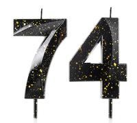 Candele Numero 74 Candele per il 74° Compleanno Candele 3D in Oro Nero e Oro 3D con Design Diamante, Topper per Torta di Compleanno, Decorazioni per Festa, Matrimonio, Anniversario Premium in Cera