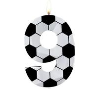 Candele Numero 9 Candele per il 9° Compleanno a Tema Calcio Buon Compleanno Candela Premium in Cera con Design 3D a Diamante Topper per Torta a Tema Calcio Decorazioni per Festa di Compleanno