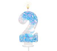 Candele Numero Compleanno, 7,5cm Candele Numeri Torta a Tema Spiaggia Glitter Candele Conchiglia e Paillettes Candeline di Compleanno Topper per Torta per Matrimoni Baby Shower Feste (2)