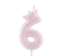 Candele per 6° compleanno con corona viola glitterata, colore viola chiaro, per decorazioni per torte, decorazioni per ragazze, anniversario di matrimonio, celebrazione, forniture per feste felici