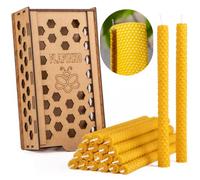 Candele per cena in cera d'api fatte a mano con scatola di legno, 20 pezzi, 21 cm x 1 cm, pilastro di cera d'api a nido d'ape, candele decorative, organiche naturali, per cena, inaugurazione della