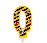 Candele per Costruzioni, Happy Candele di Compleanno con Numeri a Strisce Gialle e Nere Decorazioni Forniture per Feste di Compleanno da Costruzione Ragazzi (Numero 0)