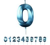 Candele per il 0° compleanno, numeri 0, candele blu per torta, candele per torta a forma di diamante 3D, decorazioni per feste di compleanno, matrimonio, anniversario, forniture per celebrazioni