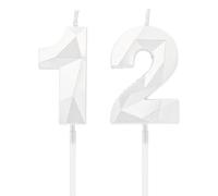 Candele per il 12° compleanno, candele bianche con numero decorazione di compleanno, decorazione per torta di buon compleanno, per feste di compleanno, matrimoni, anniversari aziendali