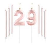 Candele per il 29° Compleanno in Oro Rosa, Numero 29, Lunghe Sottili, Decorazione per Torta, Buon Compleanno per Ragazze e Donne, Feste