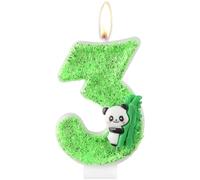 Candele per il 3° compleanno con numero panda, carine candele verdi per torta a tema panda