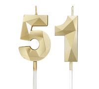 Candele per il 51° compleanno, candele con numero dorato, decorazione per torta di buon compleanno, per feste di compleanno, matrimoni, anniversari aziendali